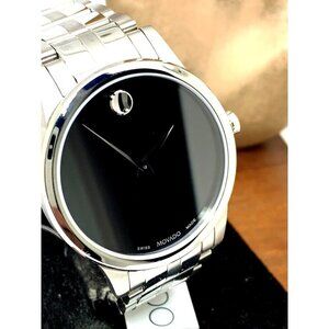 Movado Men's Watch 0607533 Museum Black Dial Swiss Quartz Stainless Steel 40mm